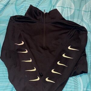 Nike Black Half-Zip Pullover with Cream Swooshes